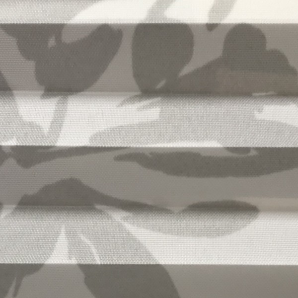 Pleated blind Flowers Print white-grey