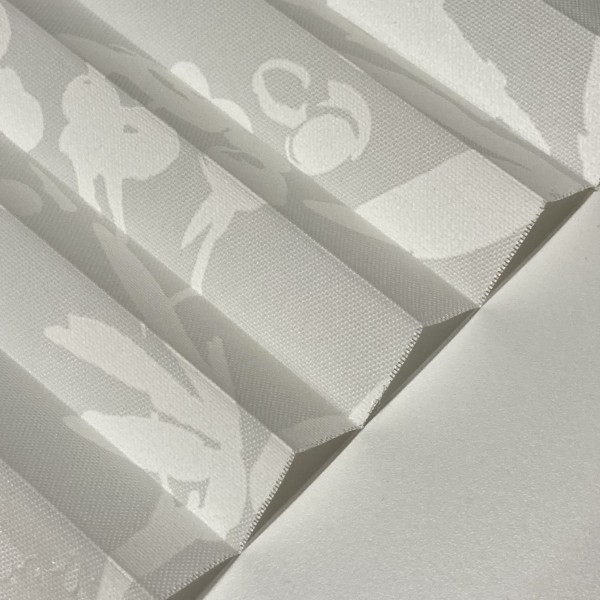 Pleated blind Flowers Print White-White