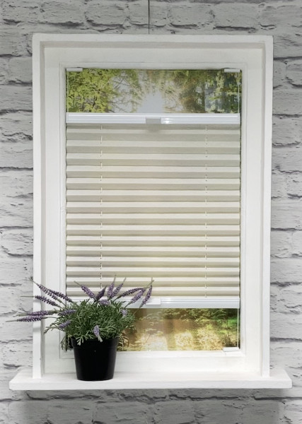 Pleated blind Crush Perl cream-white