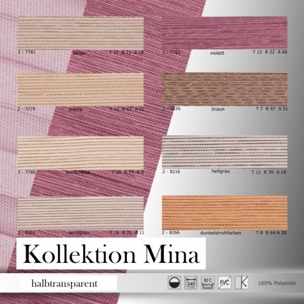 Pleated blind Mina white-grey