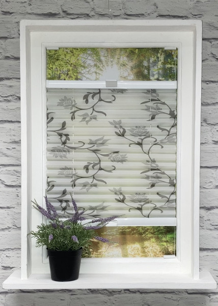 Pleated blind Flowers Metallic White