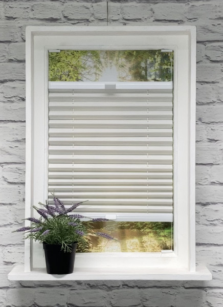 Pleated blind Madagascar pearl white