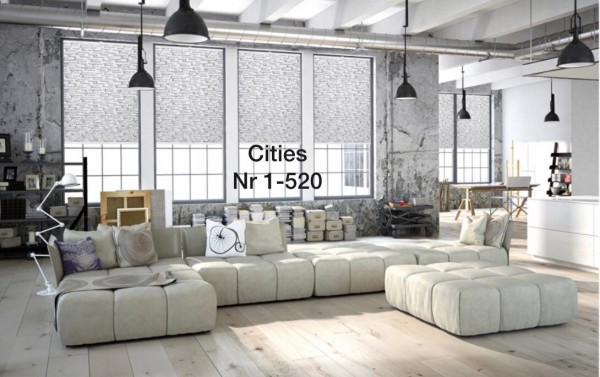 Pleated blind City's gray