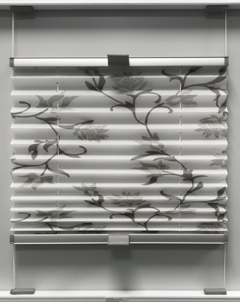 Pleated blind Flowers Metallic White