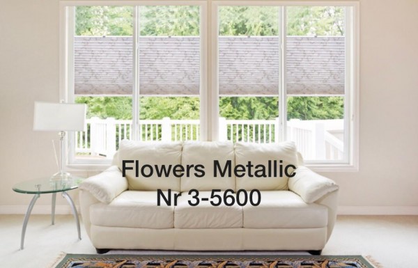 Pleated blind Flowers Metallic White